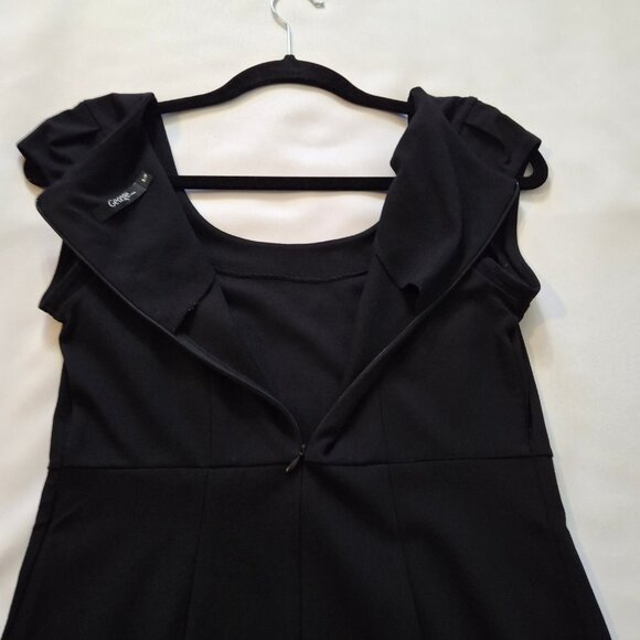 George Cap Sleeve Little Black Pencil Dress Size S Office Demure Sleek - Picture 9 of 12